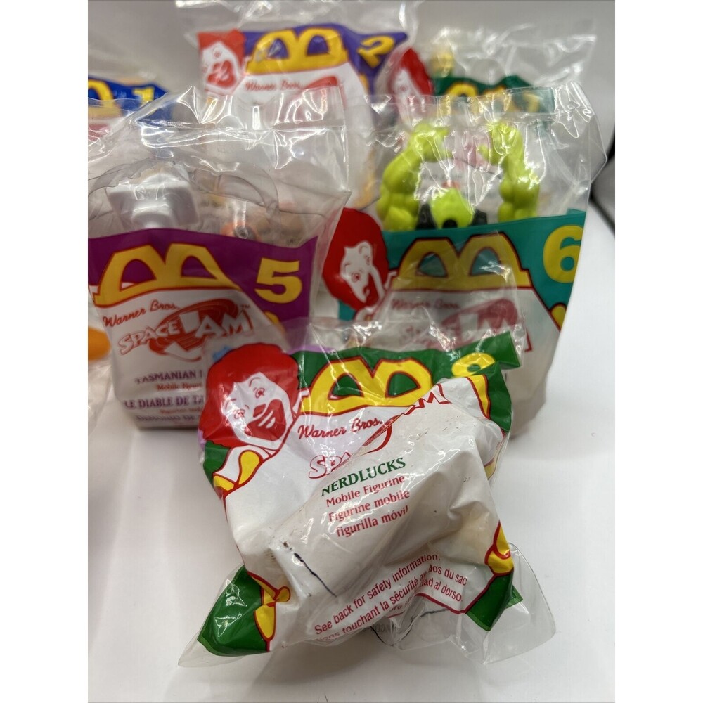 1996 Mcdonald’s Space Jam Happy Meal Toys NIP Complete Set of 8 With Bag - Picture 5 of 7